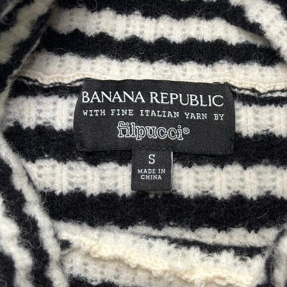 Banana Republic by filpucci Black Striped Turtleneck Sweater Size Small - Picture 2 of 6